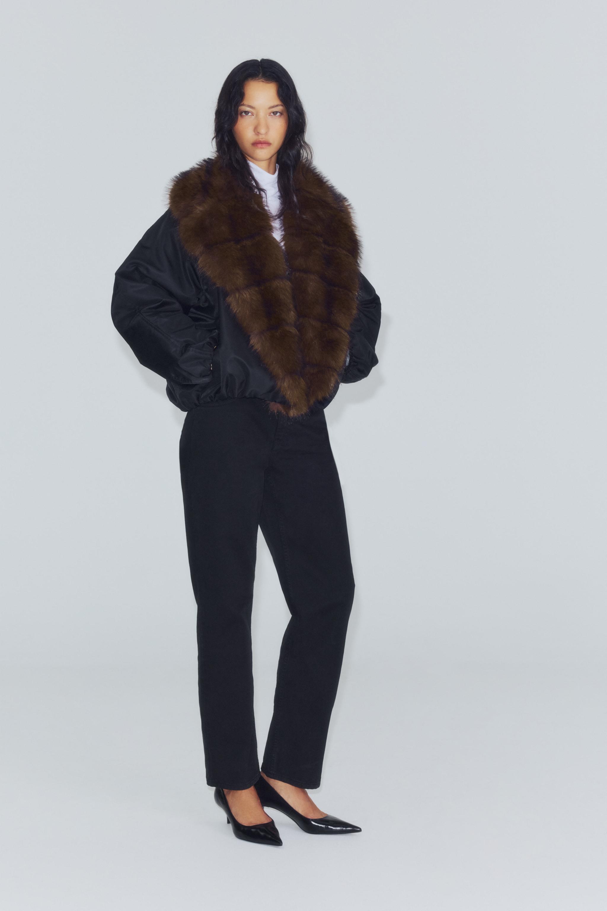 ZW COLLECTION FAUX FUR EFFECT COLLAR BOMBER JACKET