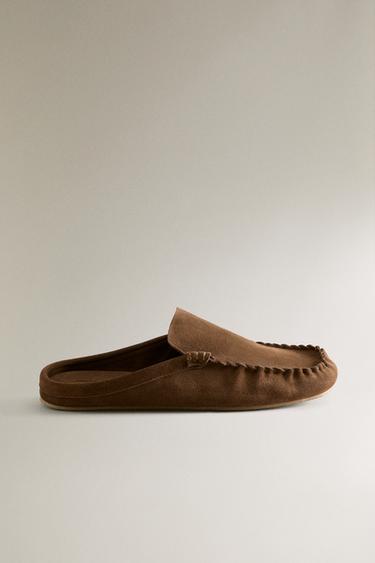 ΜΟΚΑΣΙΝΙ SLINGBACK ΔΕΡΜΑ ΣΟΥΕΤ - Καφέ του Zara - Εικόνα 0