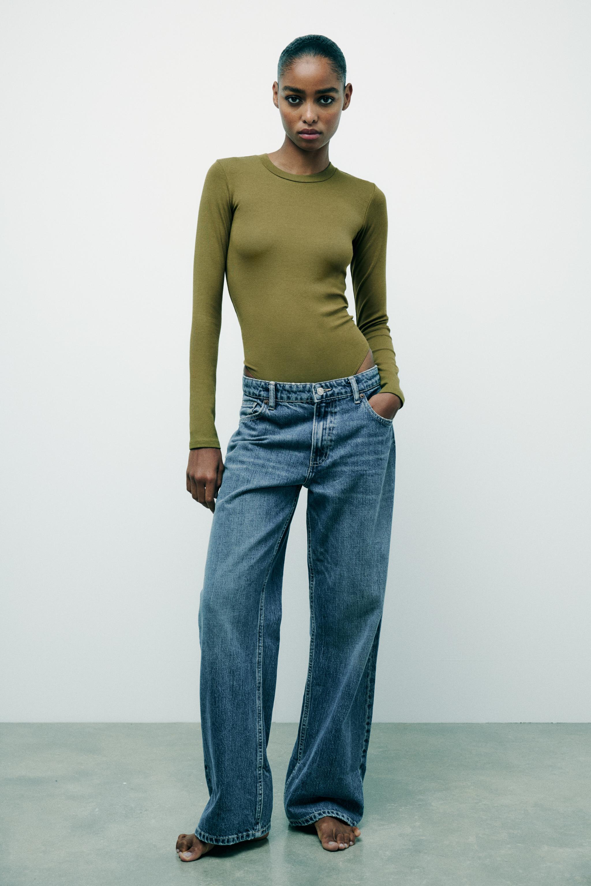 MAISON MARAIS ♥ Diana Cotton Body Suit /追跡付 COTTON MODAL BODYSUIT - Khaki | ZARA New Zealand