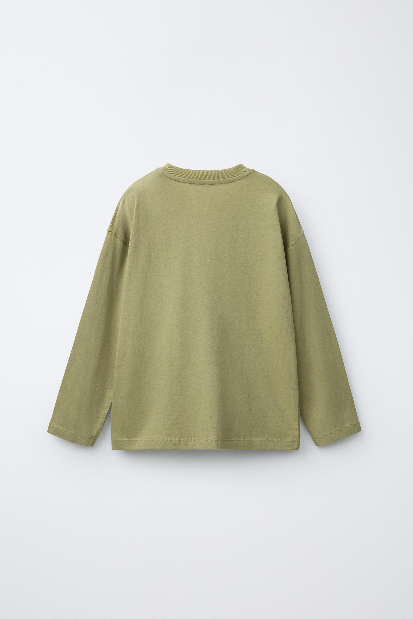 Детская футболка Zara Text Print, цвет: Хаки — фото 2