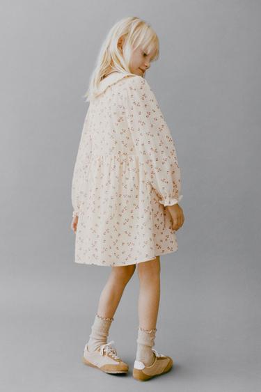 FLORAL DRESS WITH CONTRAST COLLAR - Ecru by Zara
