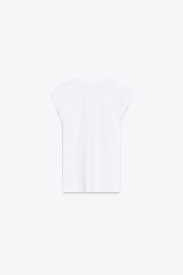T-SHIRT EN COTON DÉLAVÉ - Blanc de Zara - Image 5