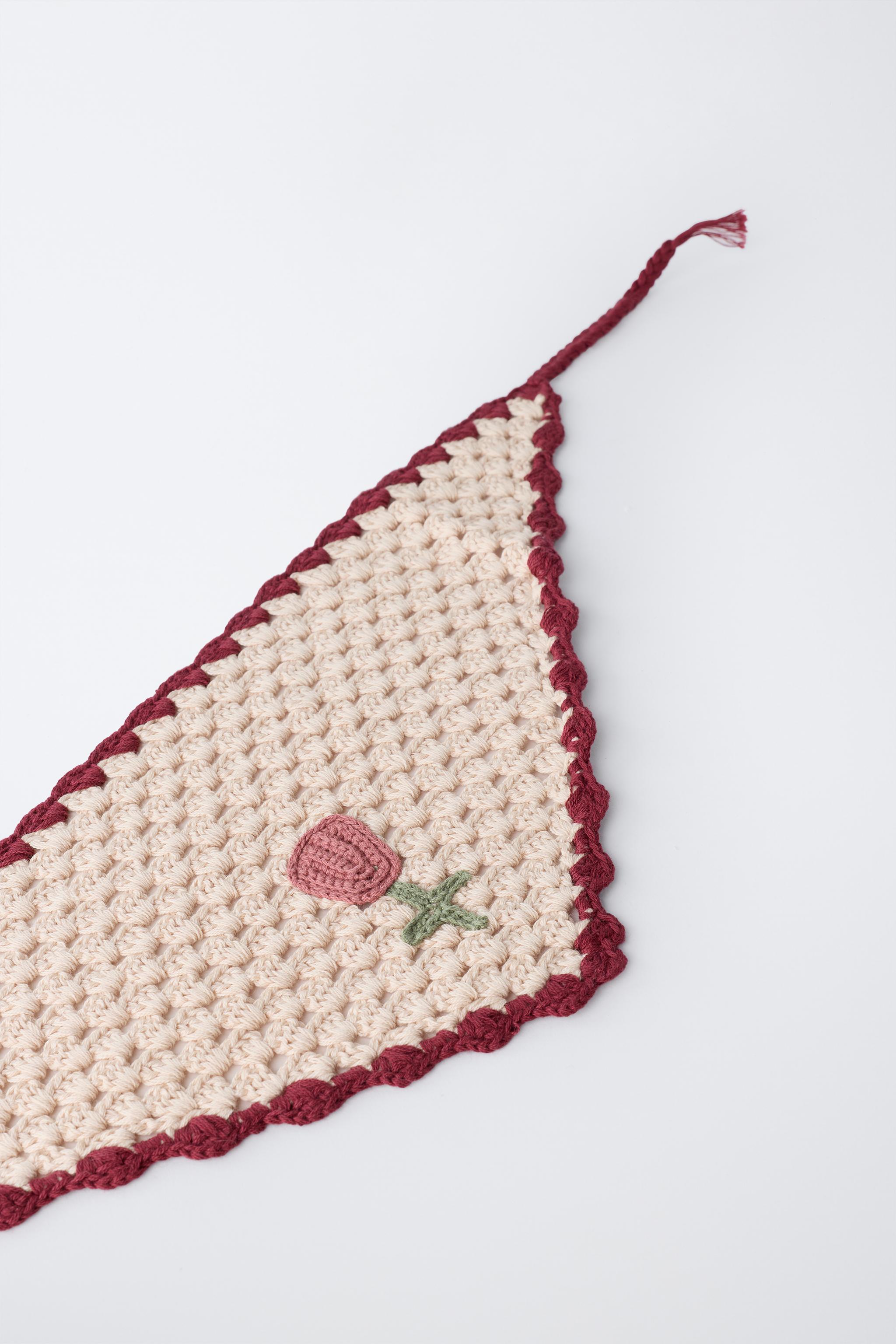 Zara limited edition crochet bandana CROCHET KNIT FLORAL BANDANA - Ecru | ZARA United States main image 2
