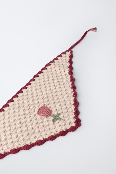 KNIT CROCHET BANDANA - Ecru by Zara - Image 1