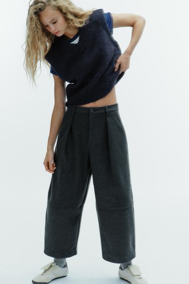 PANTALÓN BALLOON PREGOS - Gris escuro de Zara