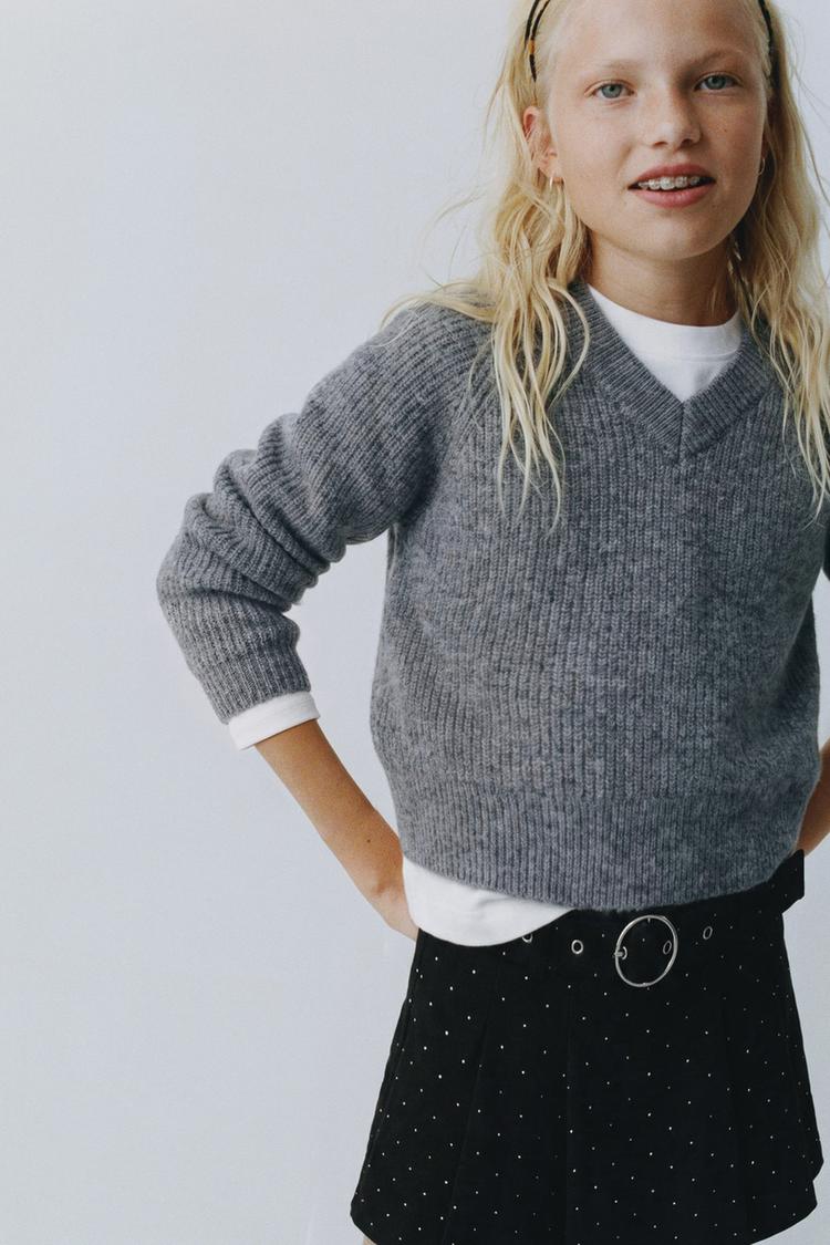 RHINESTONE BELT SKIRT — Black