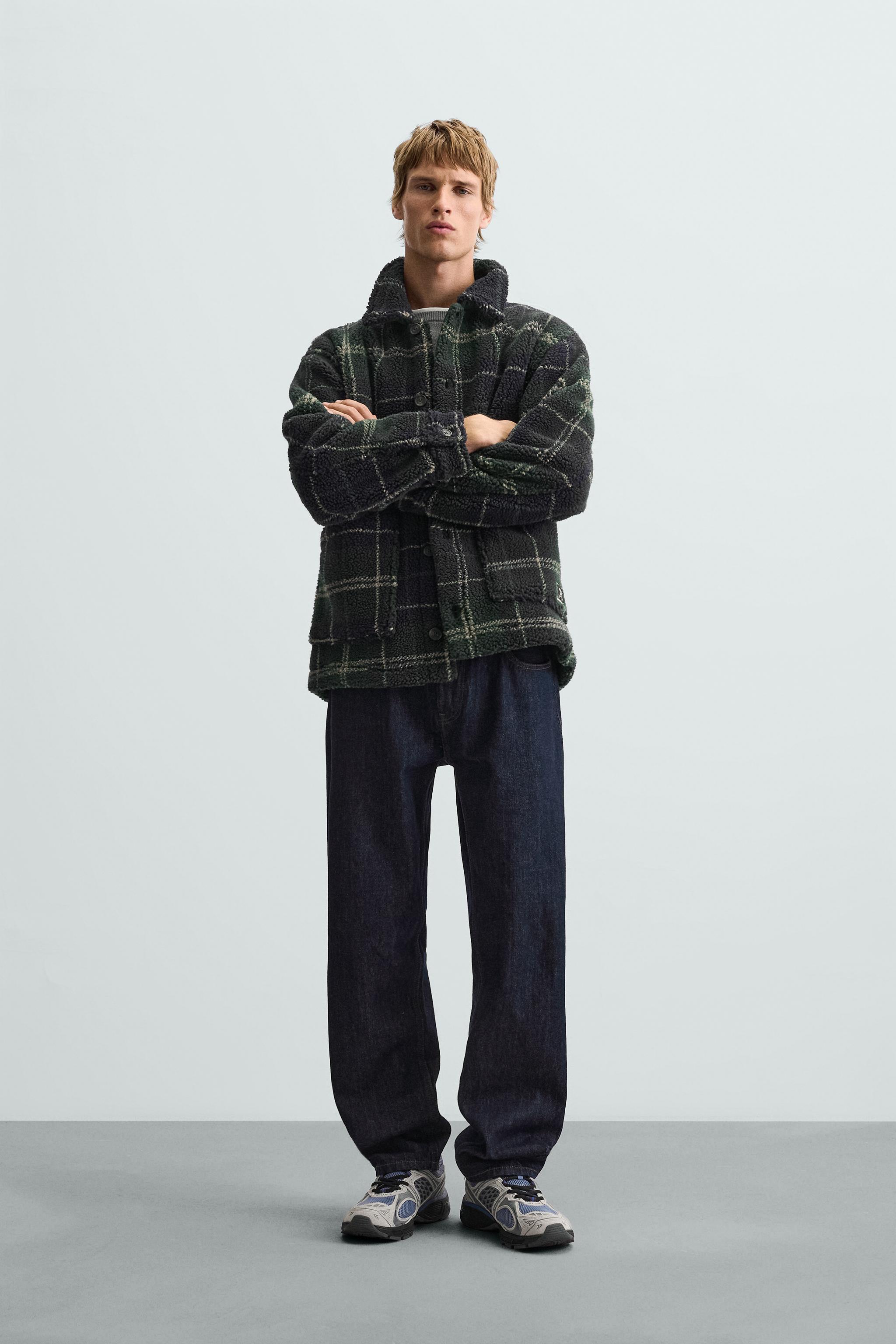 FAUX SHEARLING JACQUARD OVERSHIRT - Green | ZARA South Africa