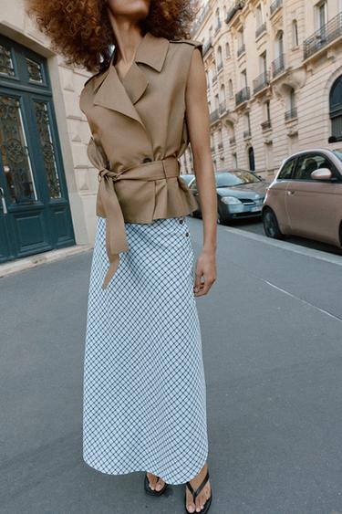 DOUBLE-BREASTED WAISTCOAT WITH BELT - Khaki by Zara