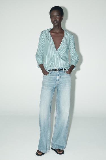 CAMISA LISTRADA ZW COLLECTION - Verde/Branco da Zara