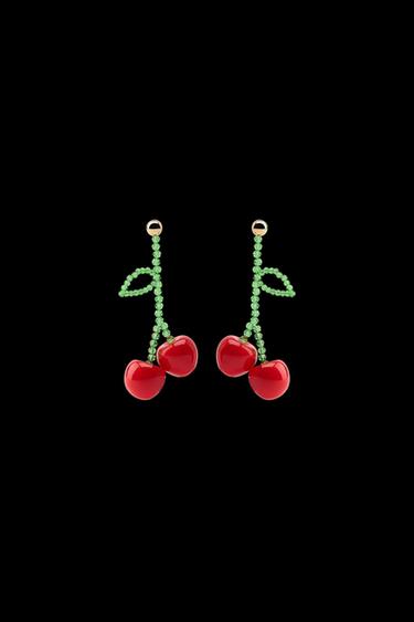 Zara CHERRY BEAD EARRINGS - Red