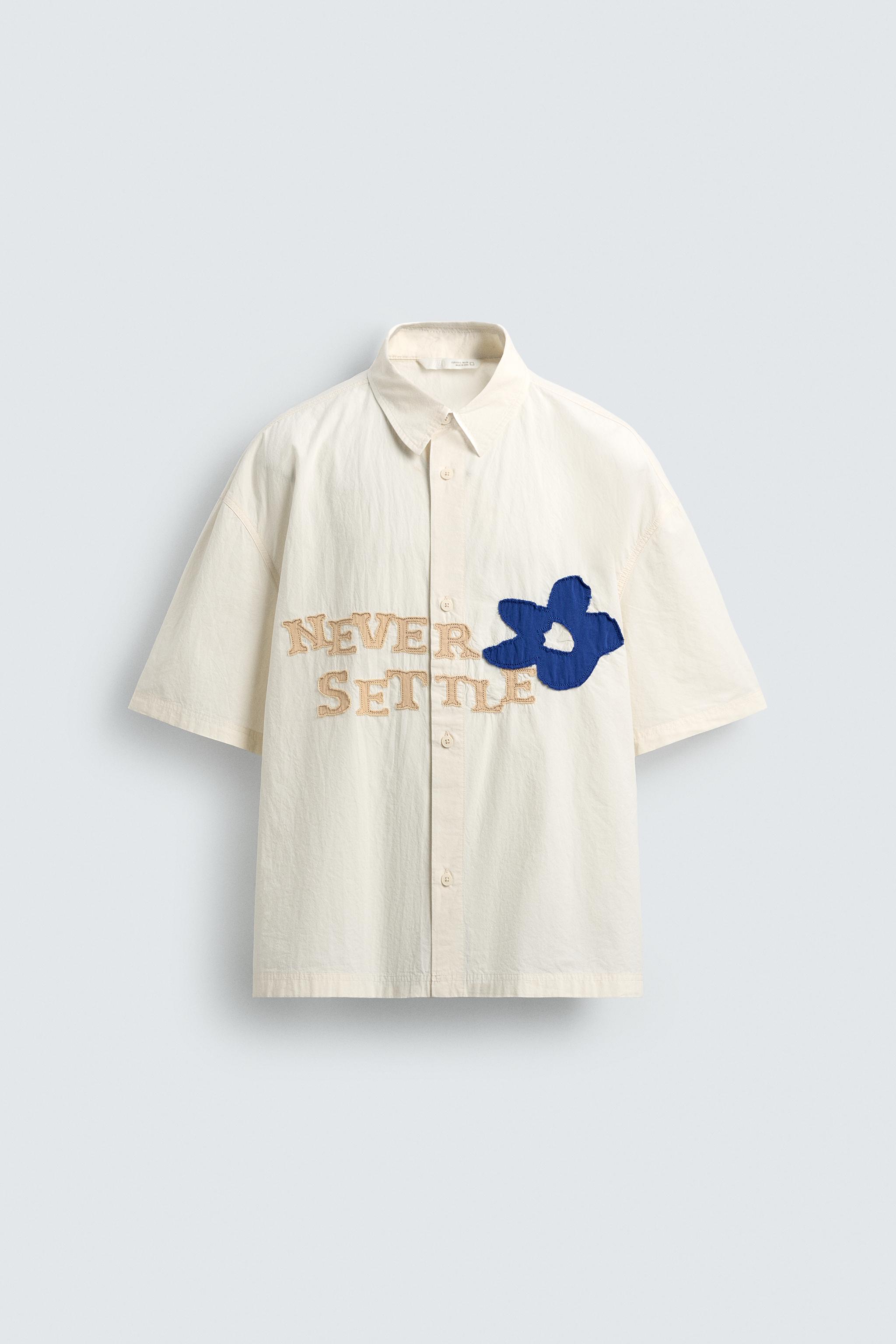 RELAXED FIT TEXT PATCH SHIRT