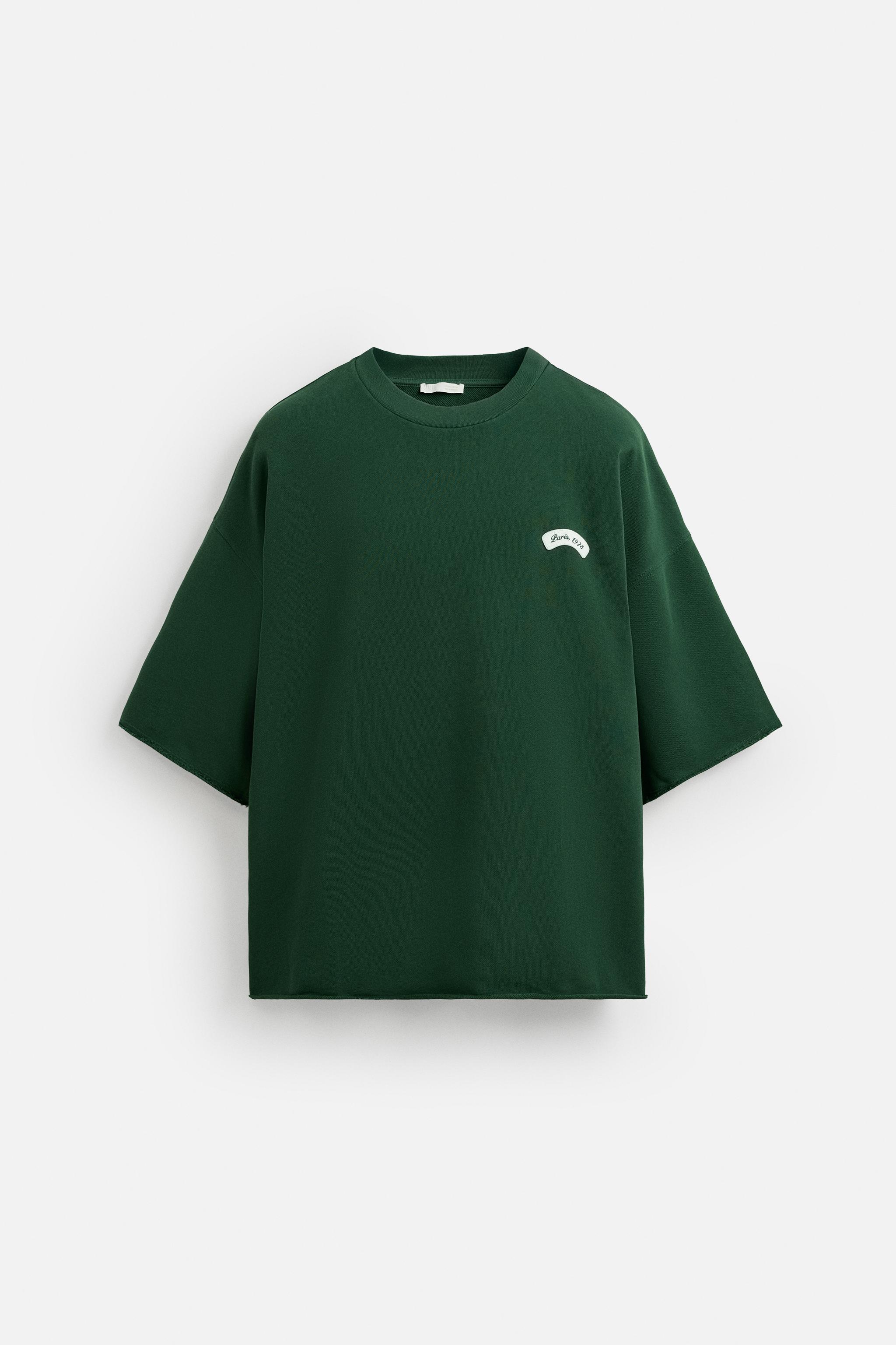 ★ドイツ発*ZARA*新作*コントラストパッチスウェット/GREEN★ コントラストパッチスウェットシャツ - グリーン | ZARA Japan