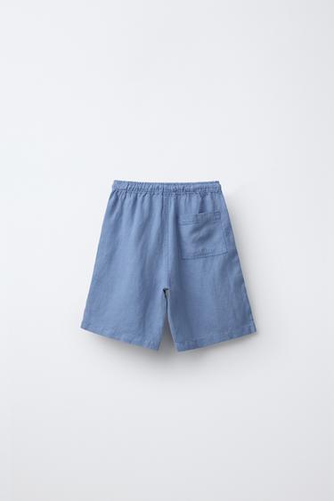 LINEN BLEND BERMUDA SHORTS - Light blue by Zara - Image 1