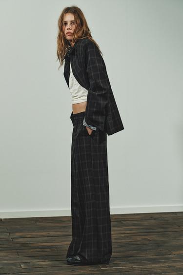 PANTALON TAILLE HAUTE À CARREAUX - Noir / Marron de Zara - Image 3