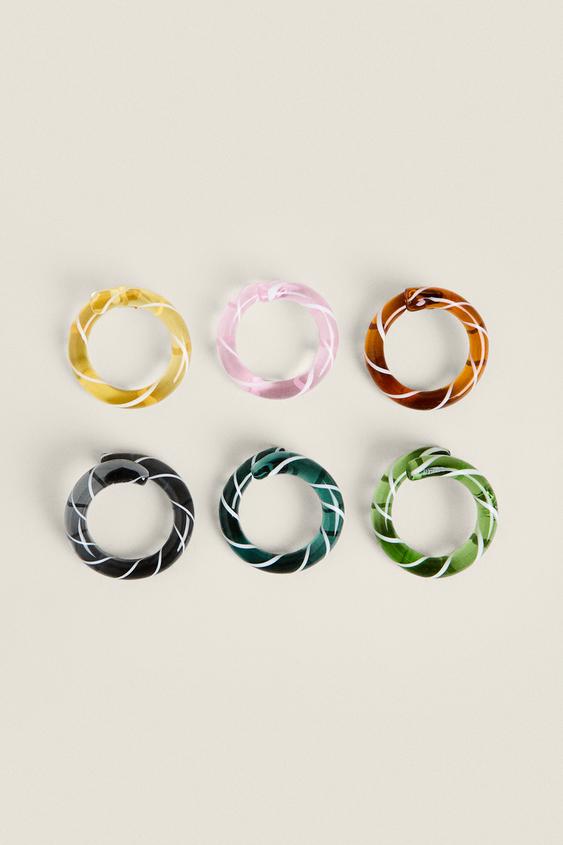 Set Di 6 Portatovaglioli Tropicali In Metallo Dorato - Design Limone E Mango, Eleganti Per Feste E Matrimoni