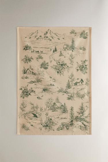 PACK OF COTTON CHRISTMAS COUNTRYSIDE HOUSE TEA TOWELS (PACK OF 2) - Red by Zara - Image 1