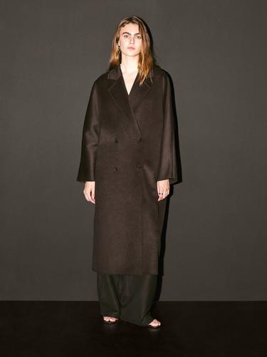 Zara Long double-breasted wool blend coat - Chocolate - Image 0