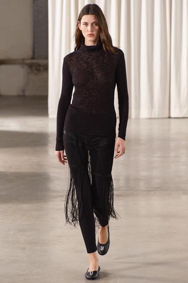 ВОДОЛАЗКА ИЗ ТОНКОГО ТРИКОТАЖА В РУБЧИК — ЧЕРНЫЙ от Zara — изображение 0