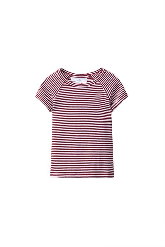 Zara COTTON-MODAL STRIPED T-SHIRT - Striped - Image 0