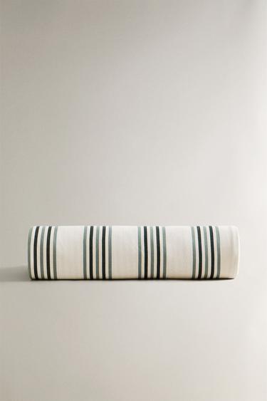 STRIPED COTTON WRAP BEACH TOWEL - Sea green by Zara - Image 1
