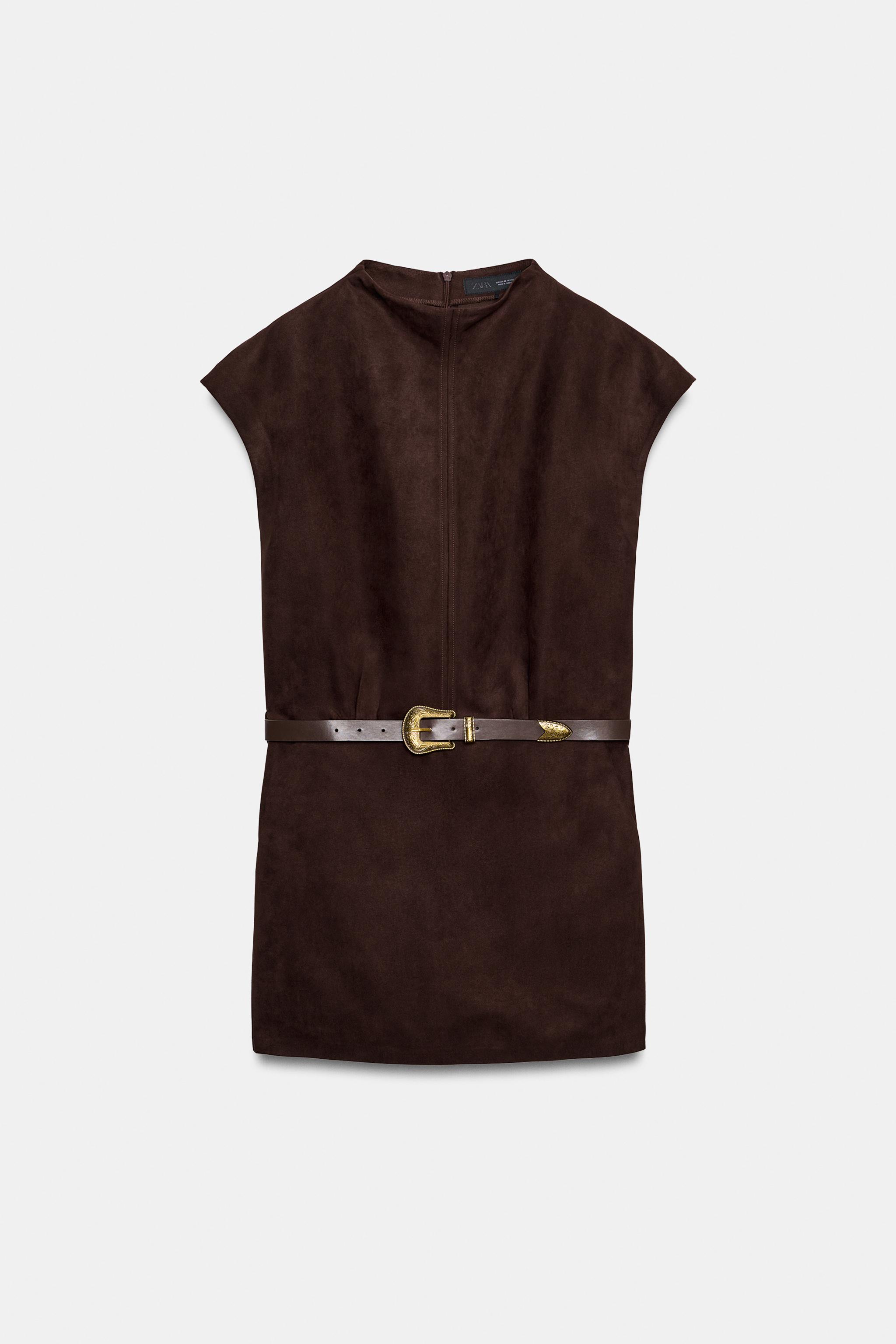 ROBE COURTE EFFET DAIM AVEC CEINTURE