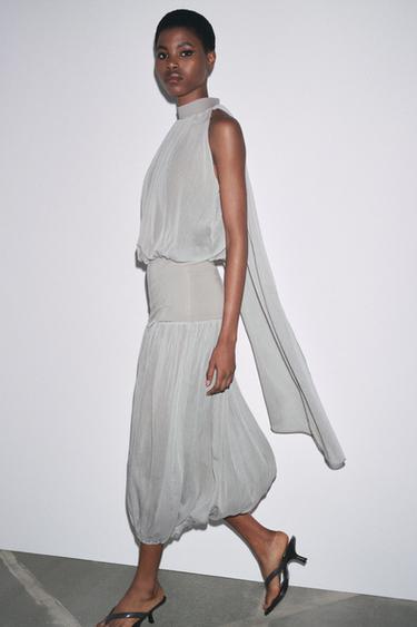 BALLOON MIDI SKIRT - Pearl grey by Zara