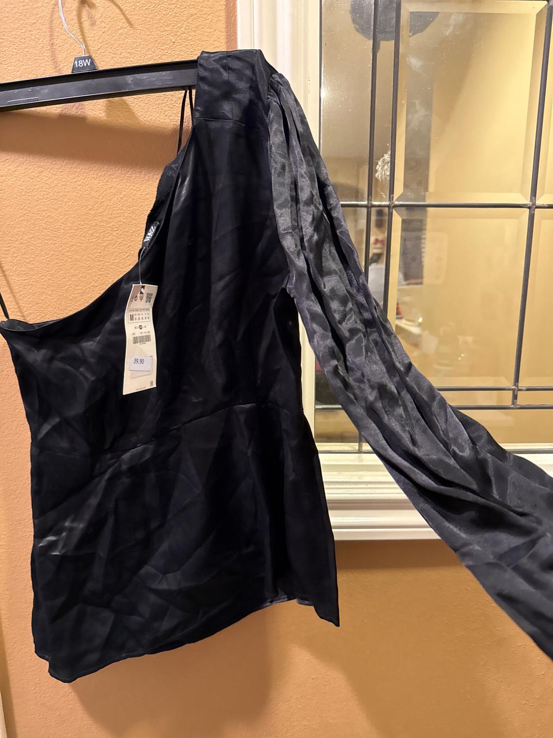 ASYMMETRIC SATEEN BLOUSE - Image 4
