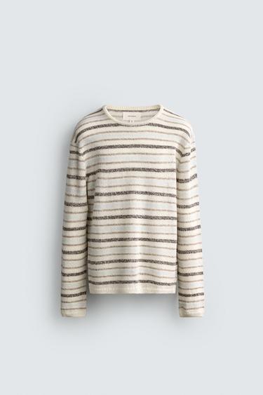 Zara 亞麻喀什米爾條紋針織衫 - 條紋