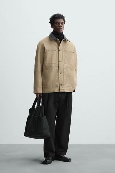 Zara COMBINATION PADDED PARKA - Sand - Image 0