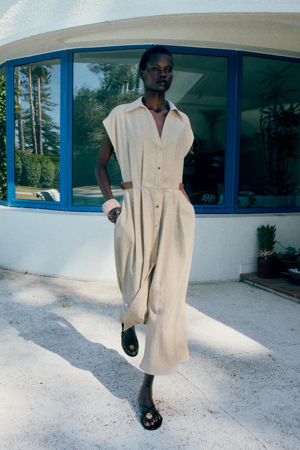 LINEN BLEND SHIRTDRESS