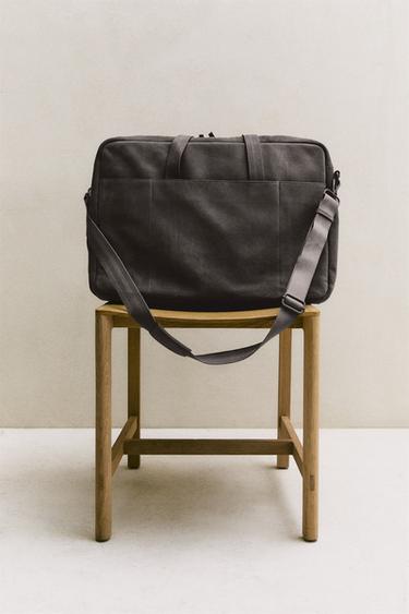 Zara SPLIT SUEDE TRAVEL BAG - Dark Gray