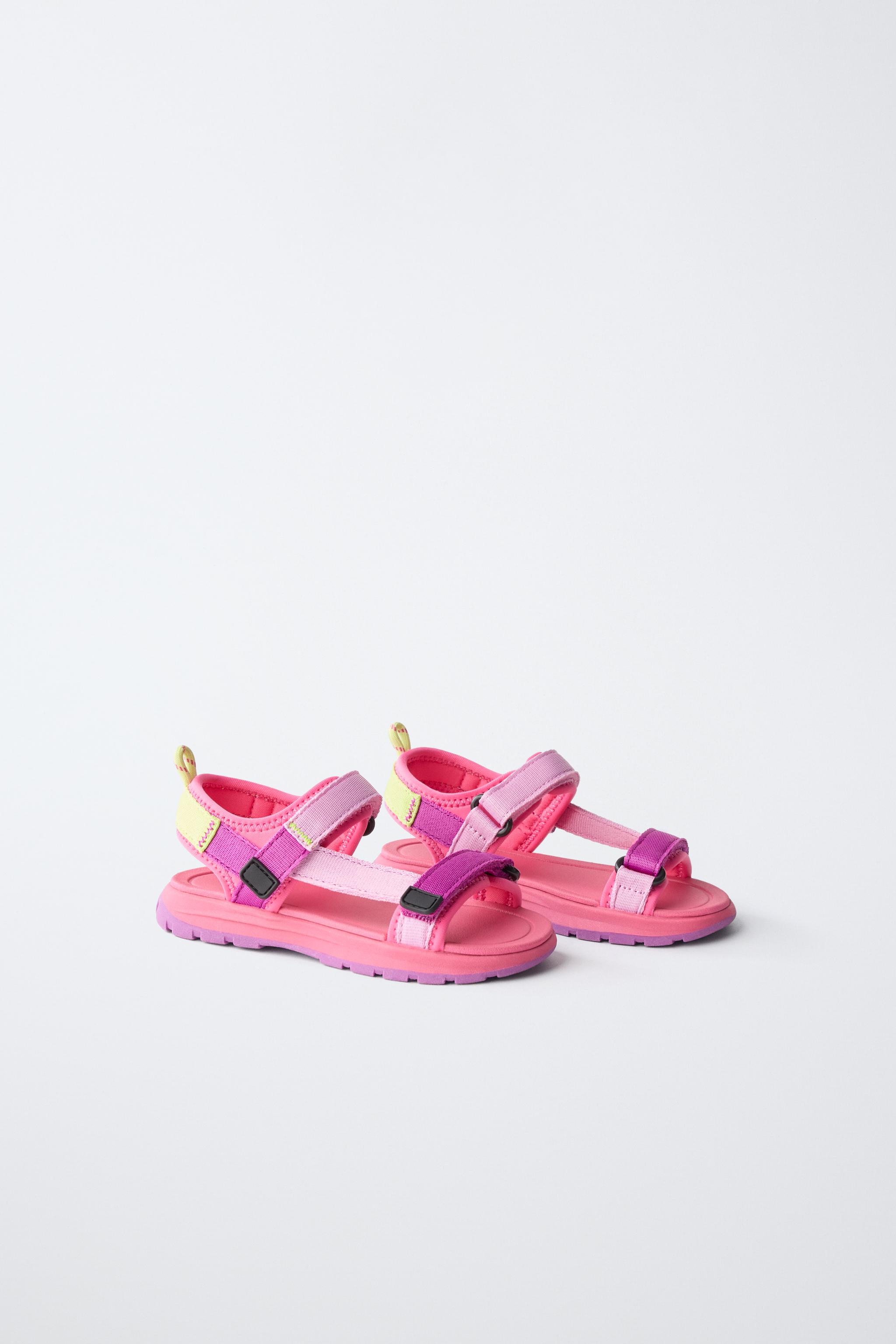 MULTICOLOR TECHNICAL SANDALS — Fuchsia