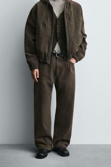 VELOUR BAGGY FIT TROUSERS - Khaki by Zara