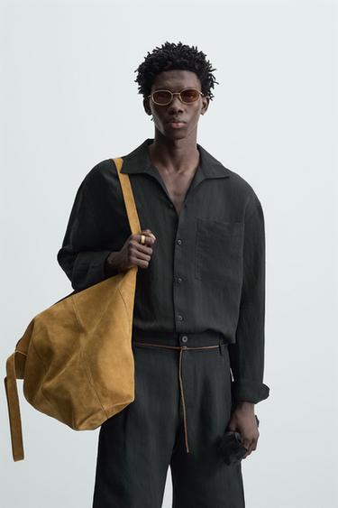 Zara STRIPED JACQUARD SHIRT - Black