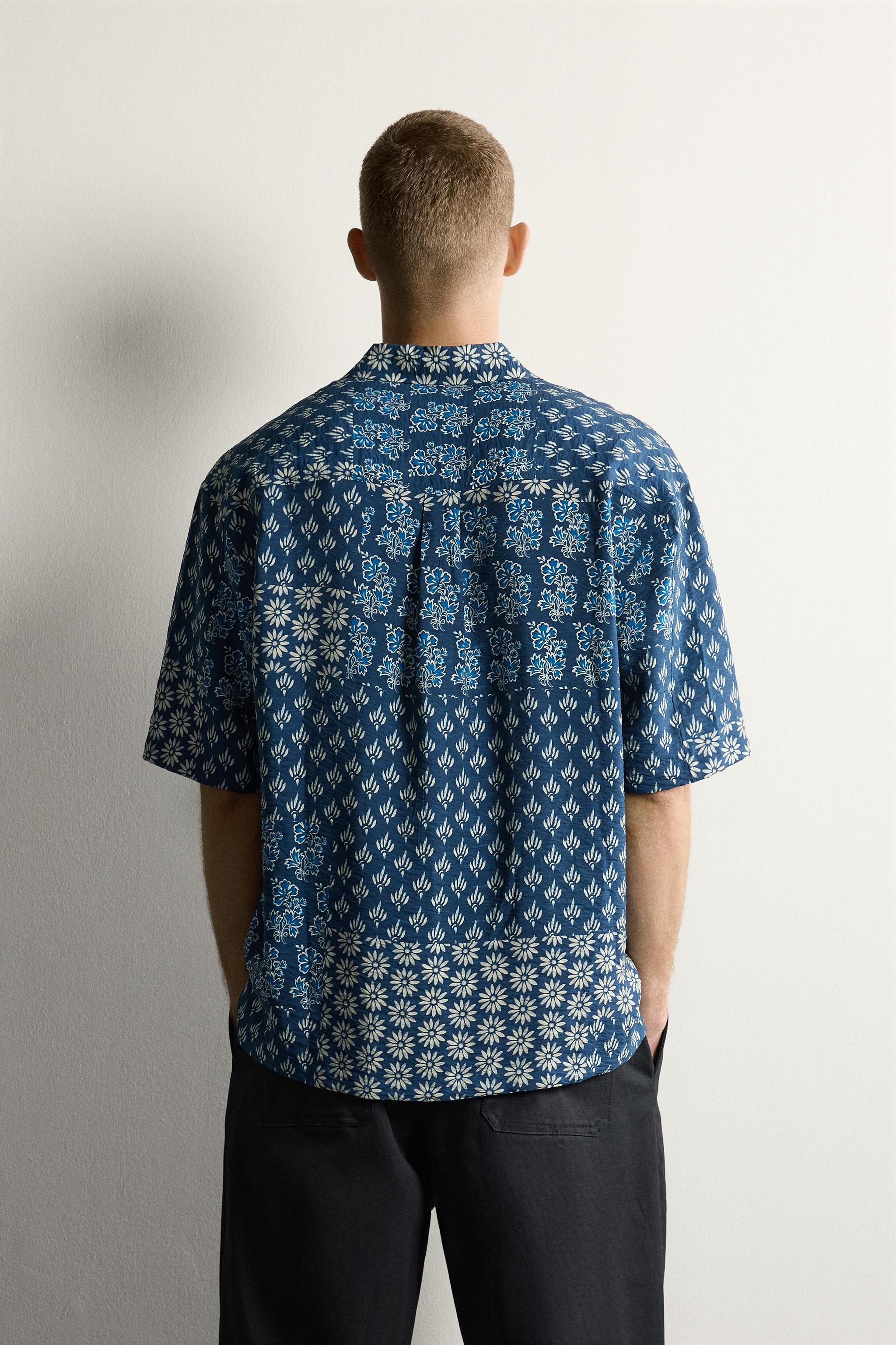 Мужские рубашки Zara PATCHWORK PRINT RELAXED FIT SHIRT — фото 3