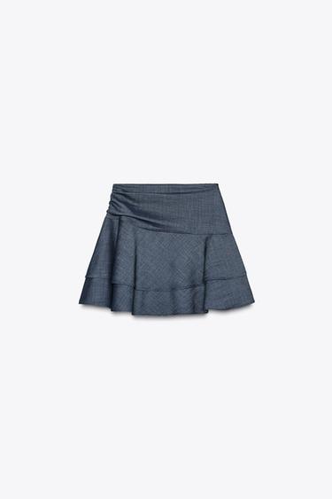 JUPE-CULOTTE À VOLANTS - Bleu de Zara - Image 8