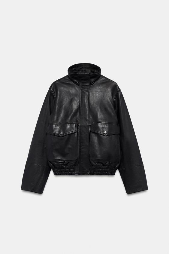 ZW COLLECTION 100% LEATHER POCKET JACKET - Black by Zara - Image 0