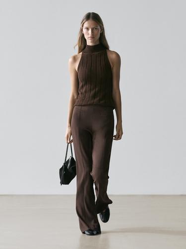Zara Flared trousers with pocket - Brown