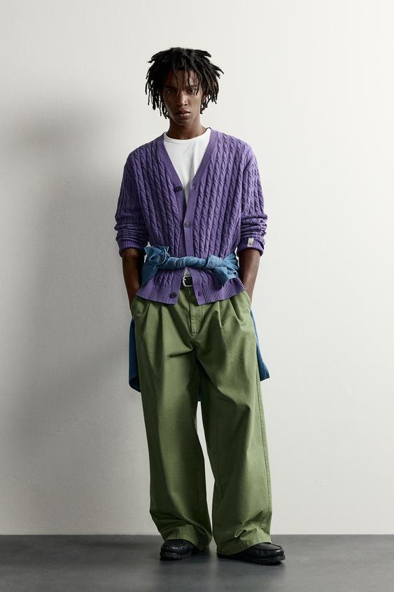 CÁRDIGAN TRENZAS FRUIT OF THE LOOM™ - Morado de Zara - Imagen 0