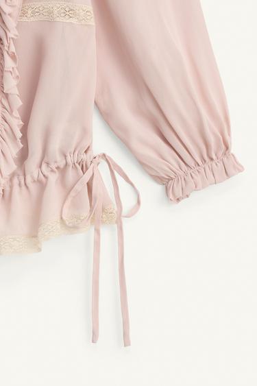 CHEMISE VOLANTS DENTELLE LIMITED EDITION - Rose poudré de Zara - Image 9