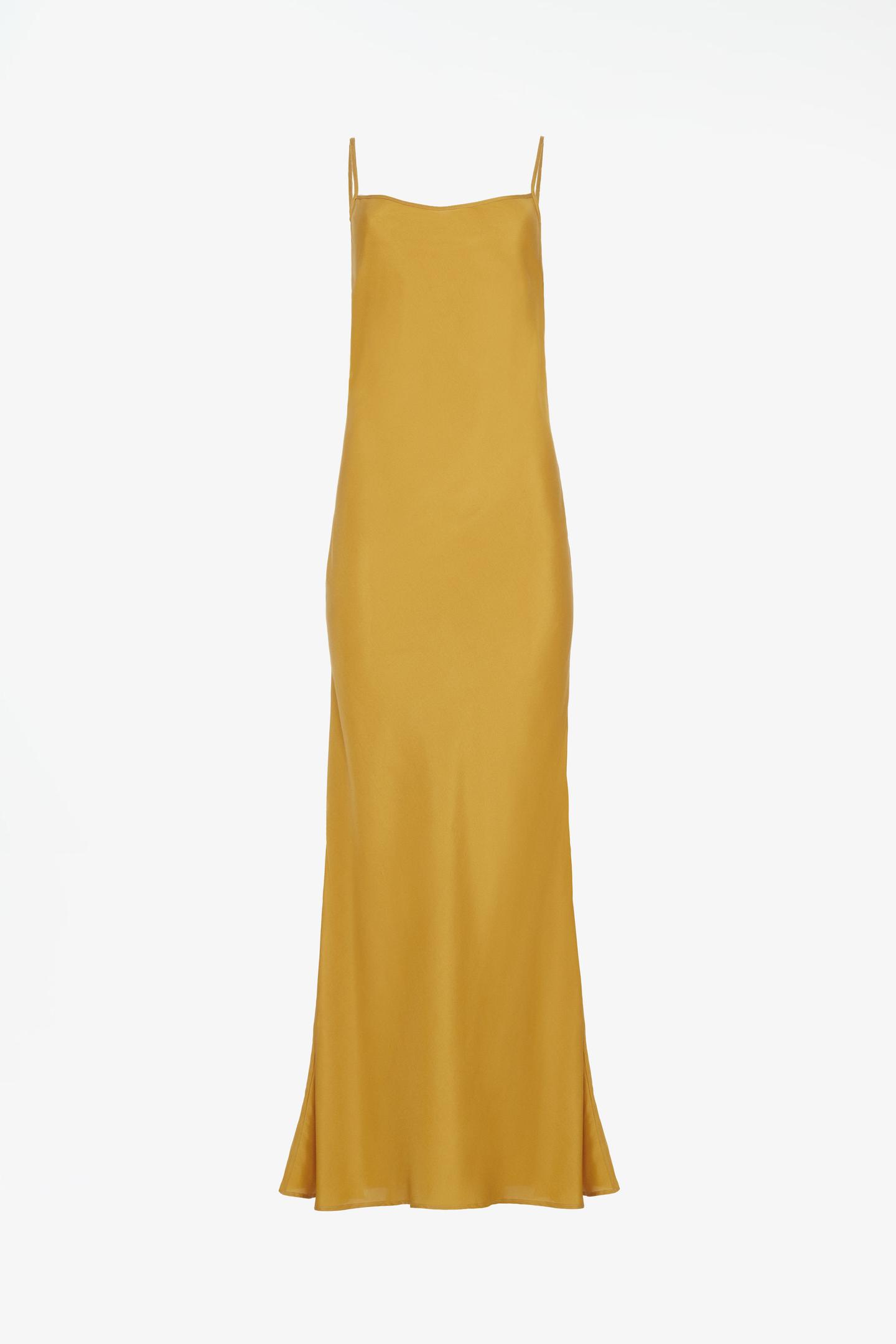 Женское платье Zara Limited Edition 100% Silk Slip, цвет: Ocher — фото 3