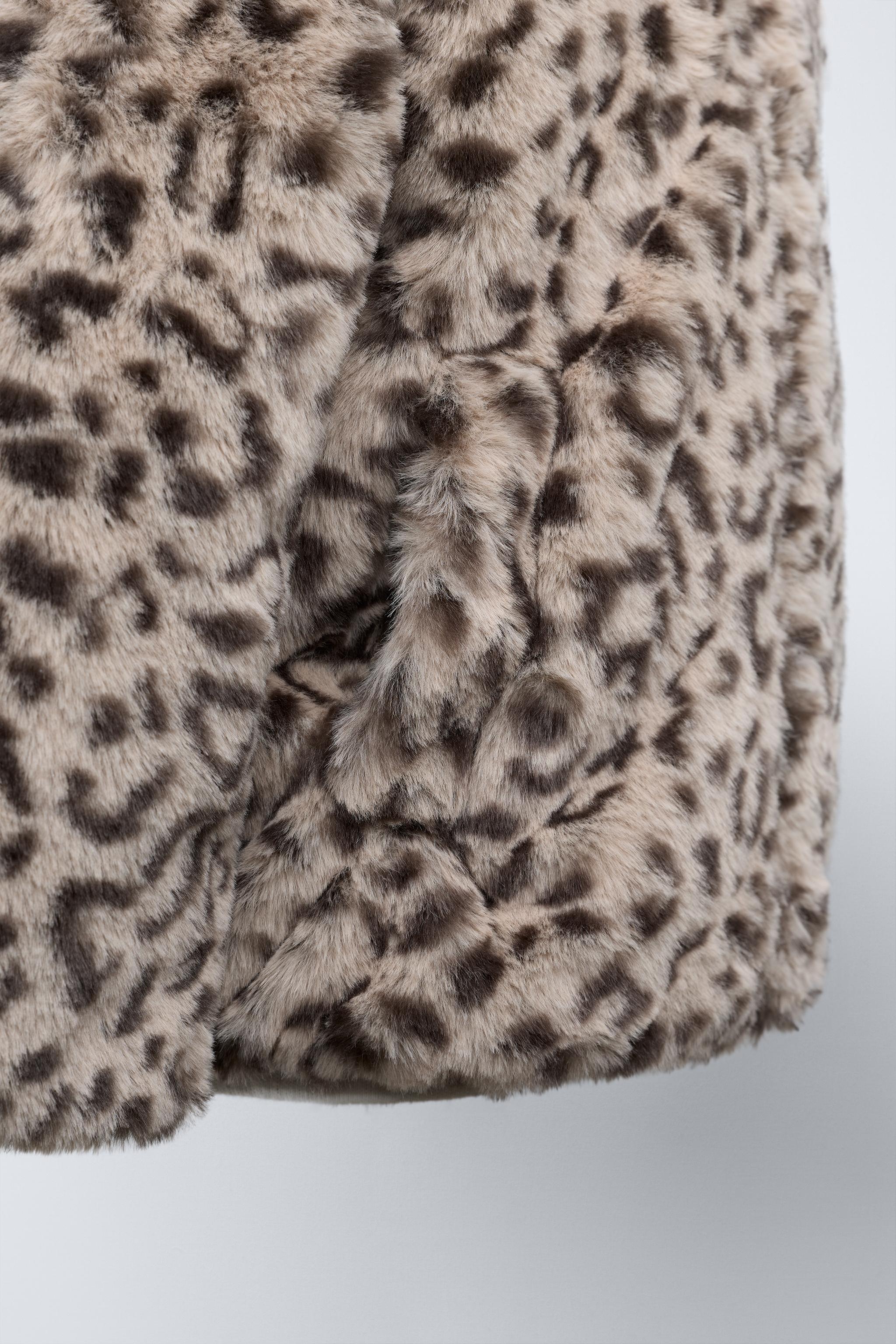新品未使用タグ付きSサイズ ZARA レオパードフェイクファージャケット 美品 ZARA ザラ PRINTED FAUX FUR JACKET フリース ファー