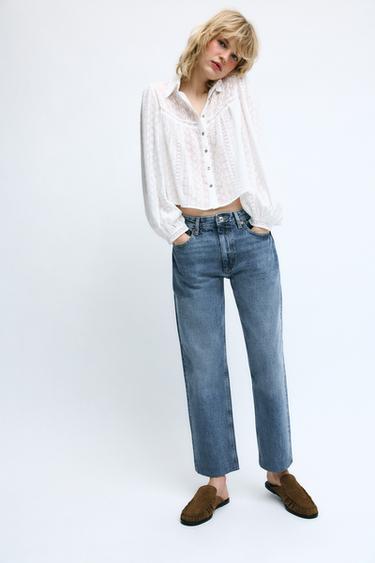BLUSA ROMÂNTICA COM BORDADOS PERFURADOS - Branco da Zara