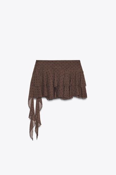 FRILL SKORT - Black / Brown by Zara - Image 1