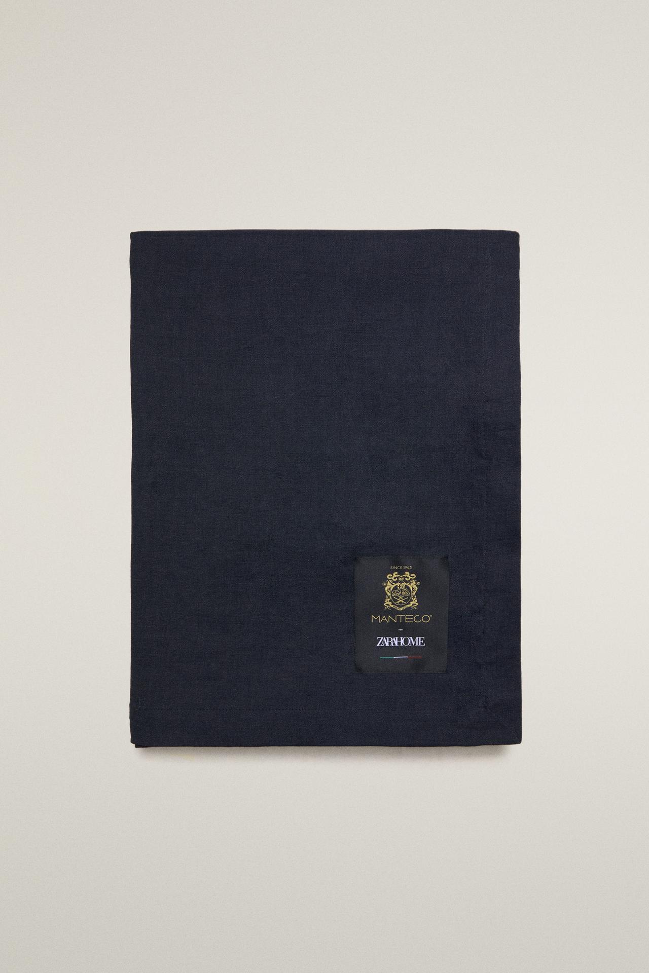 MANTECO LINEN BLANKET — Blue