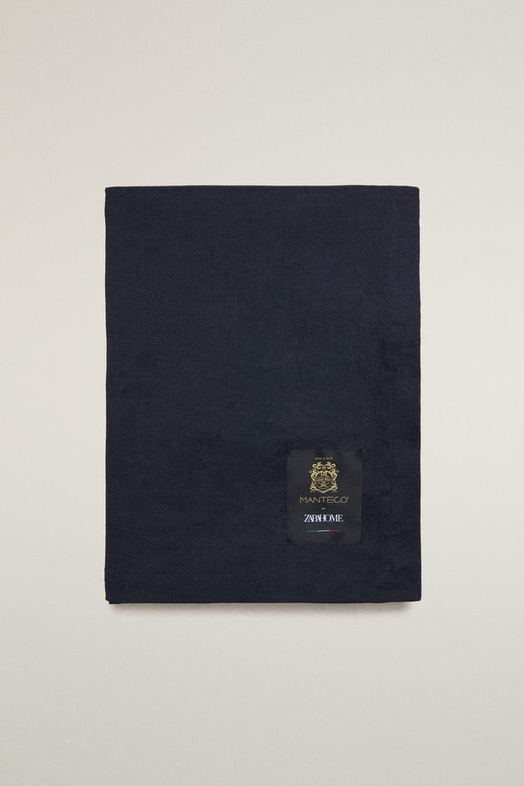 MANTECO LINEN BLANKET — Blue
