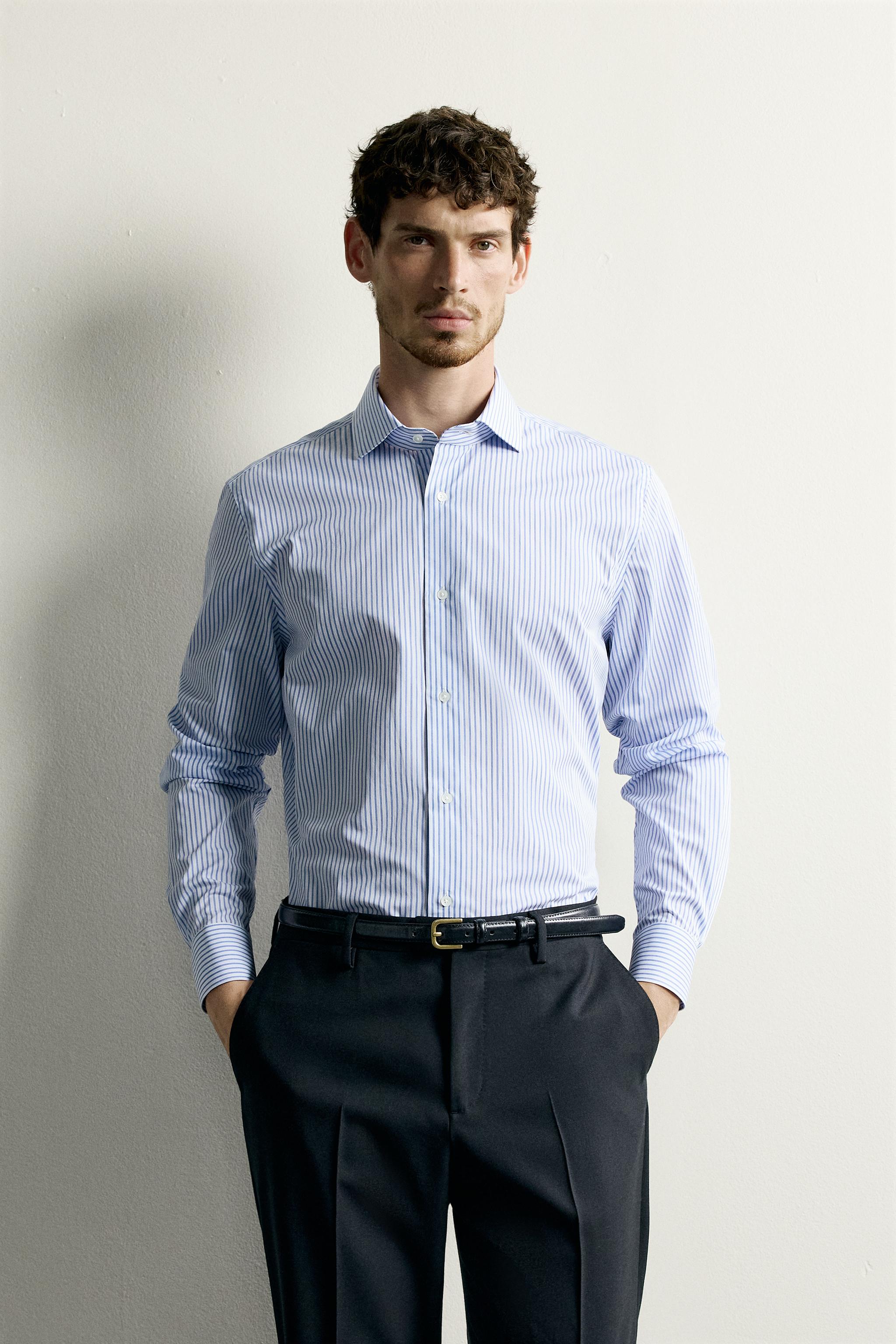 SLIM FIT STRIPED SHIRT — striped