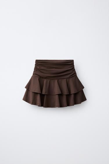 RUFFLED SKIRT - Brown by Zara