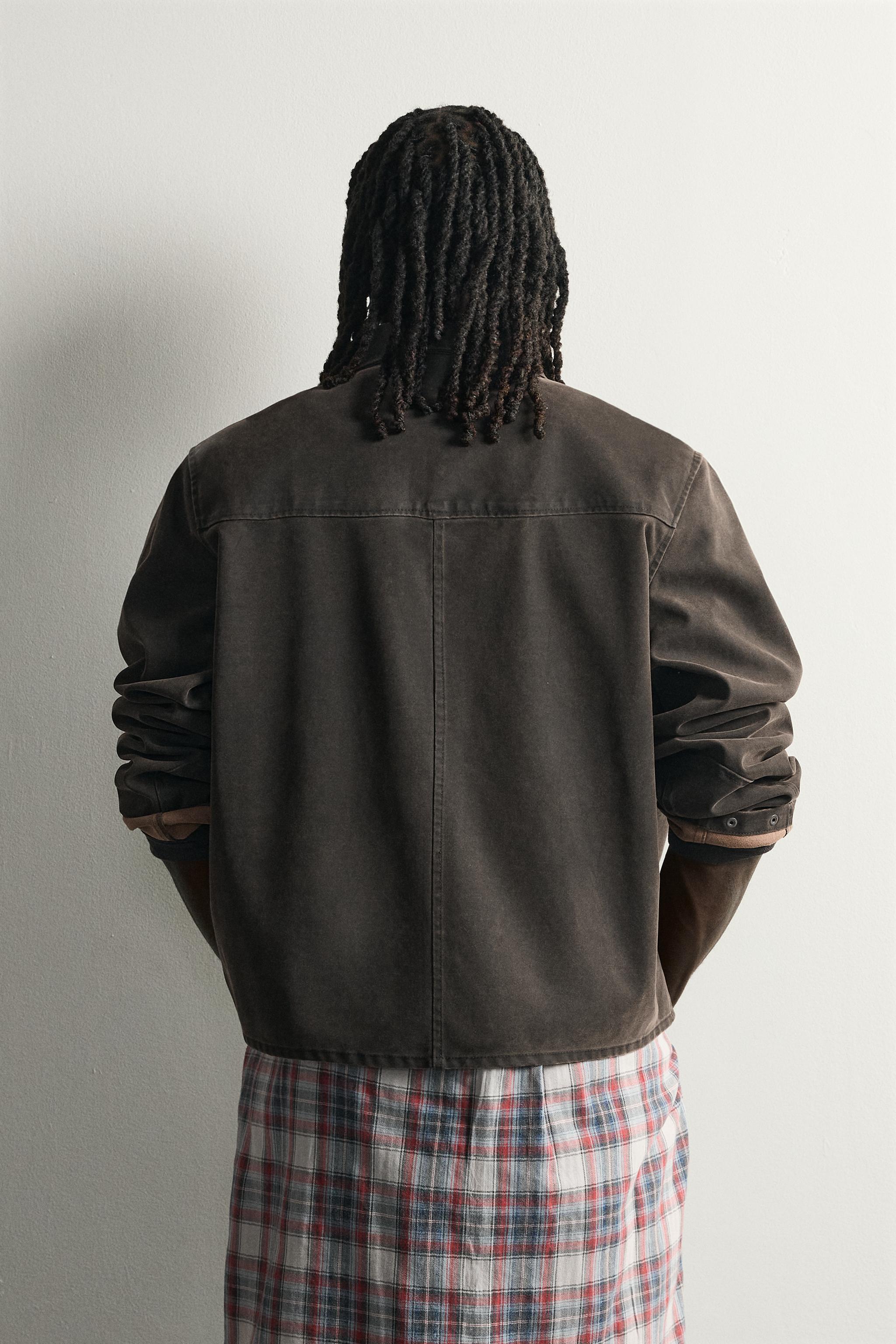 ウォッシュ フェイクスエード シャツジャケット - カーキ | ZARA Japan