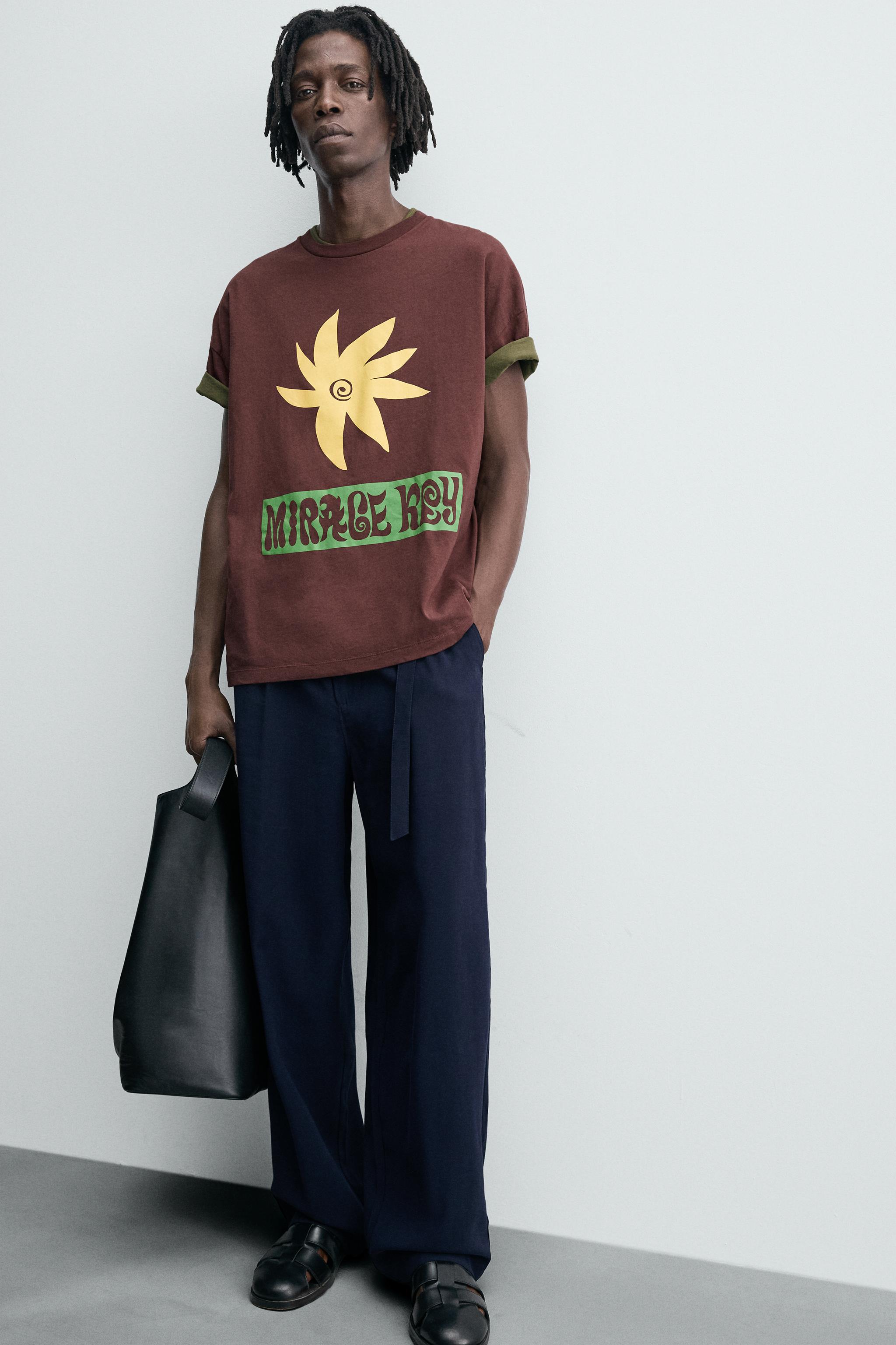 テキストプリントTシャツ - チョコレート | ZARA Japan / 日本
